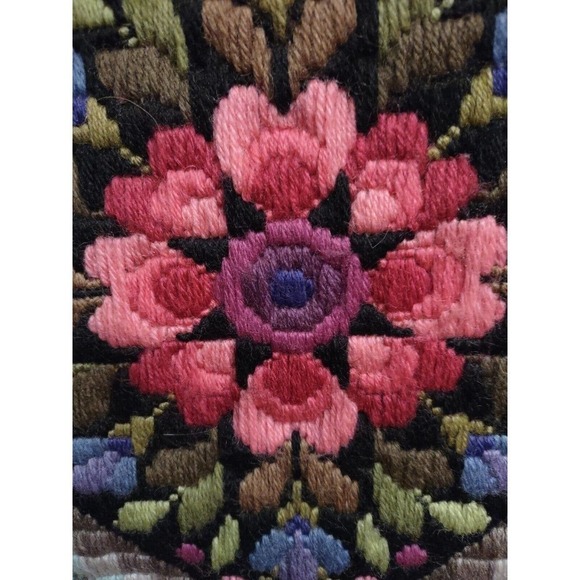 TAPESTRY Wall Hanging Bright Floral Pink BELL PULL 12 X 33 Cross Stitch No Back - Picture 10 of 12